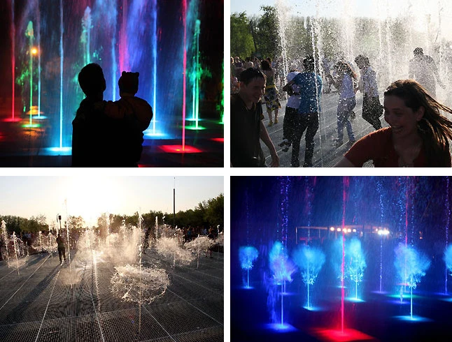 Public Installed Square Shape LED Lighted Dry Floor Fountains