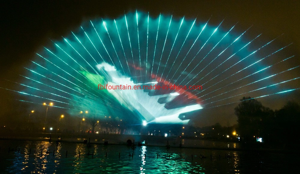 10*30m Height Outdoor Fan Shaped Water Screen Movie Fountain Projection Fountain