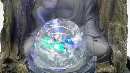 Polyresin Buddha Tabletop Fountain with LED Light Indoor Decoration