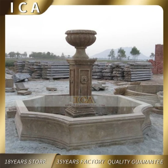 High Quality Garden Marble Antique Fountain with Lion Head Sculpture