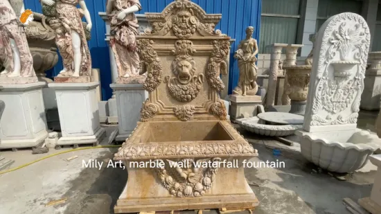 Western French White Corner Natural Stone Angel Statue Marble Wall Indoor Fountain