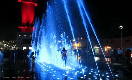 Stainless Steel Floor Musical Fountain Water Dry with RGB Light in Mexico